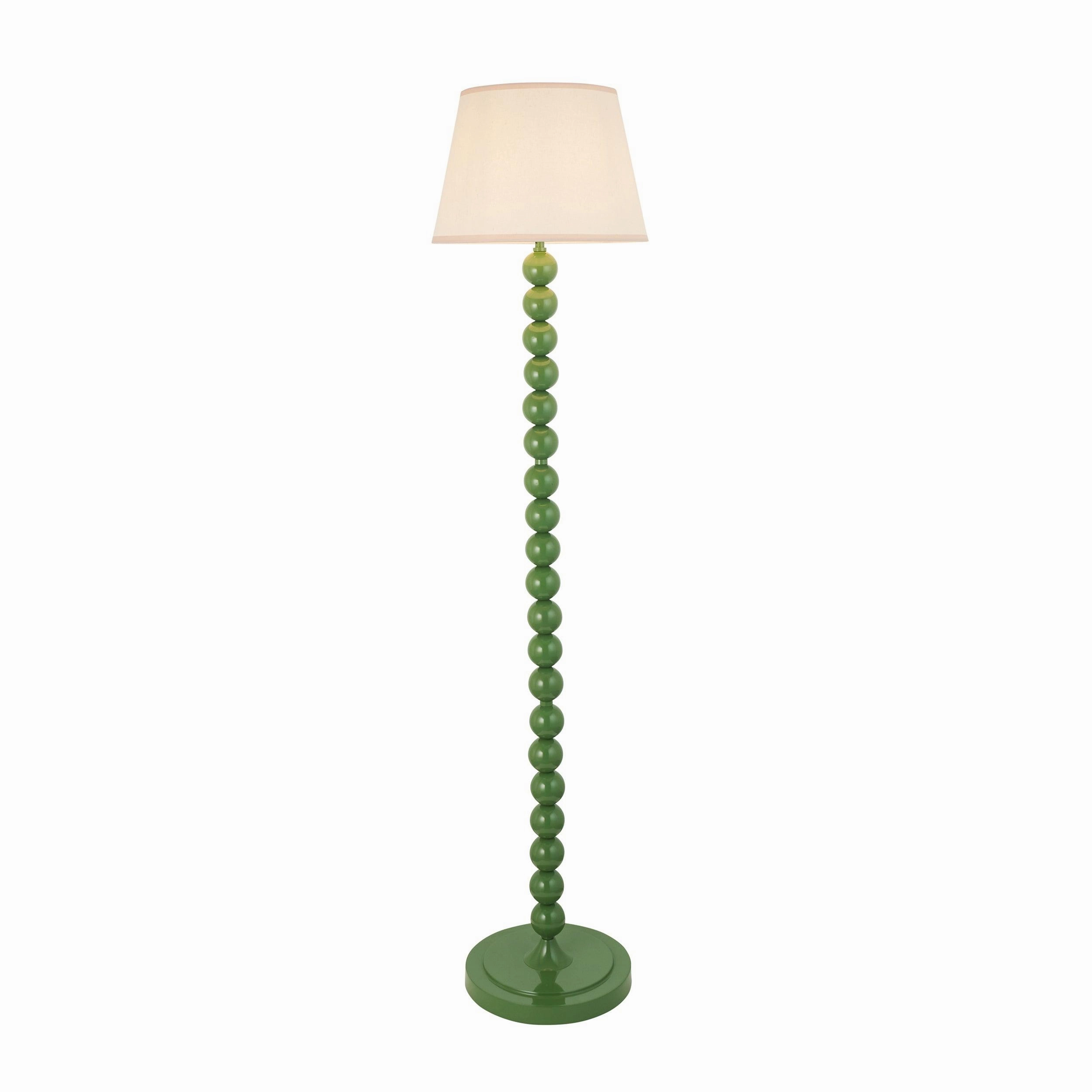 Higgledy Green Floor Lamp & Ivy 35cm Vintage White Shade