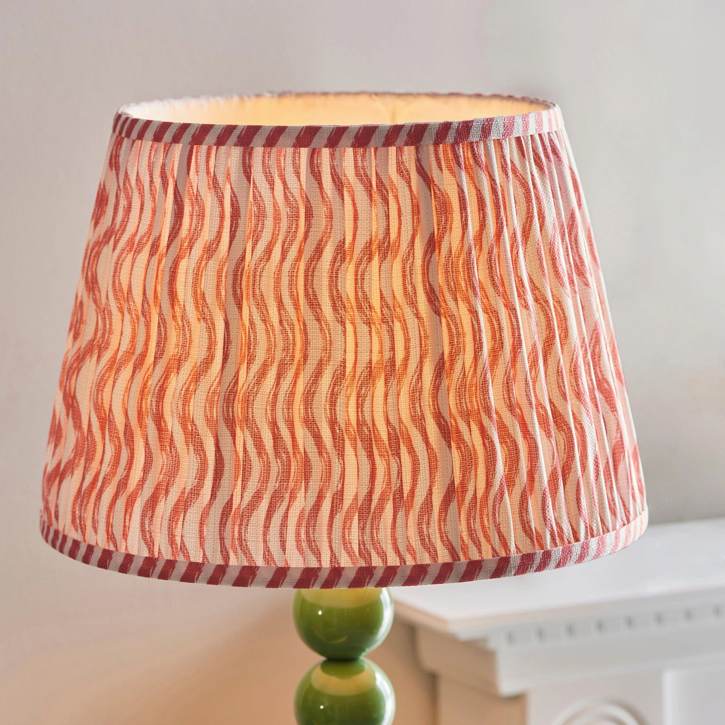 Higgledy Green Floor Lamp & Ripple 35cm Coral Pink Shade