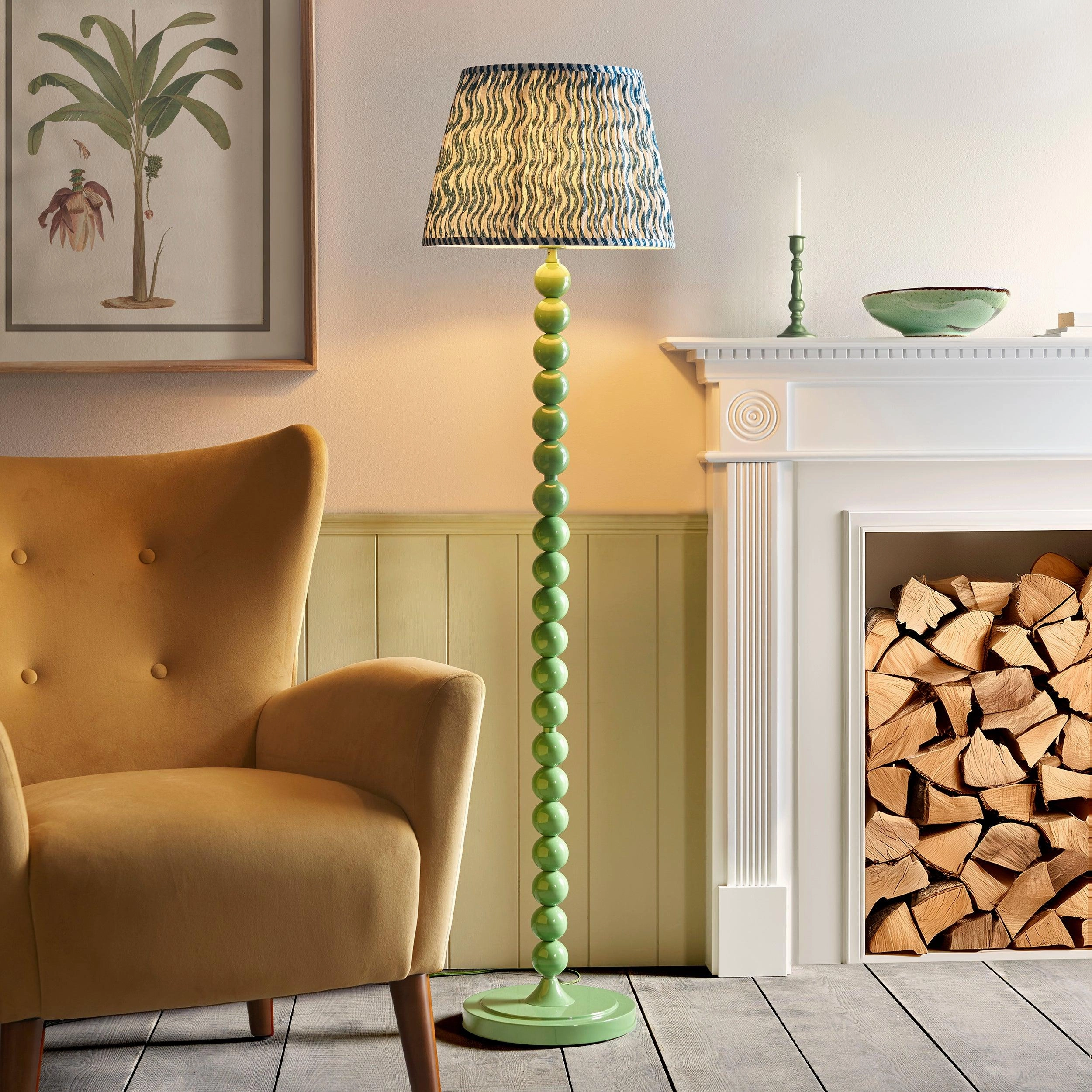 Higgledy Green Floor Lamp & Ripple 40cm Marlin Blue Shade creative lampshade design