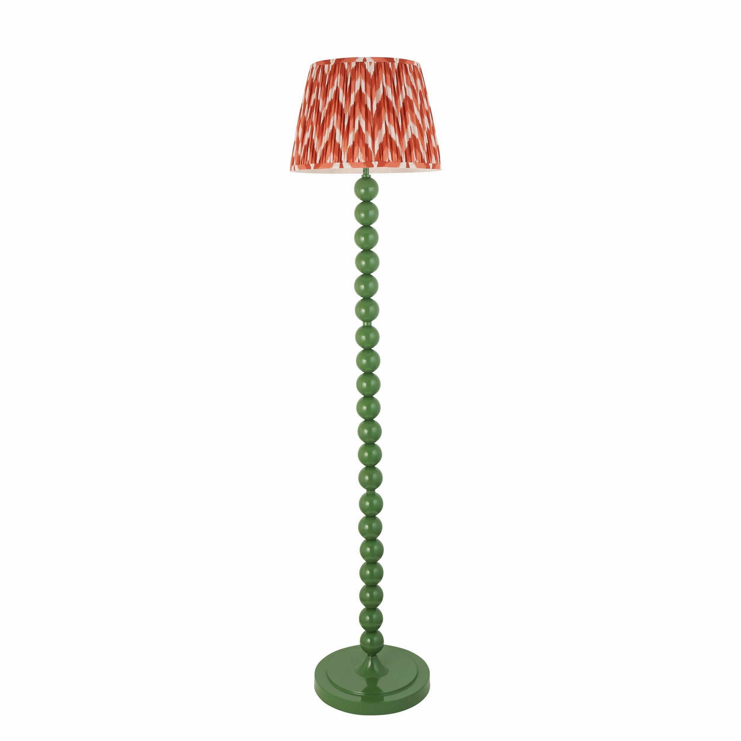 Higgledy Green Floor Lamp & Zigzag 35cm Apricot Orange Shade