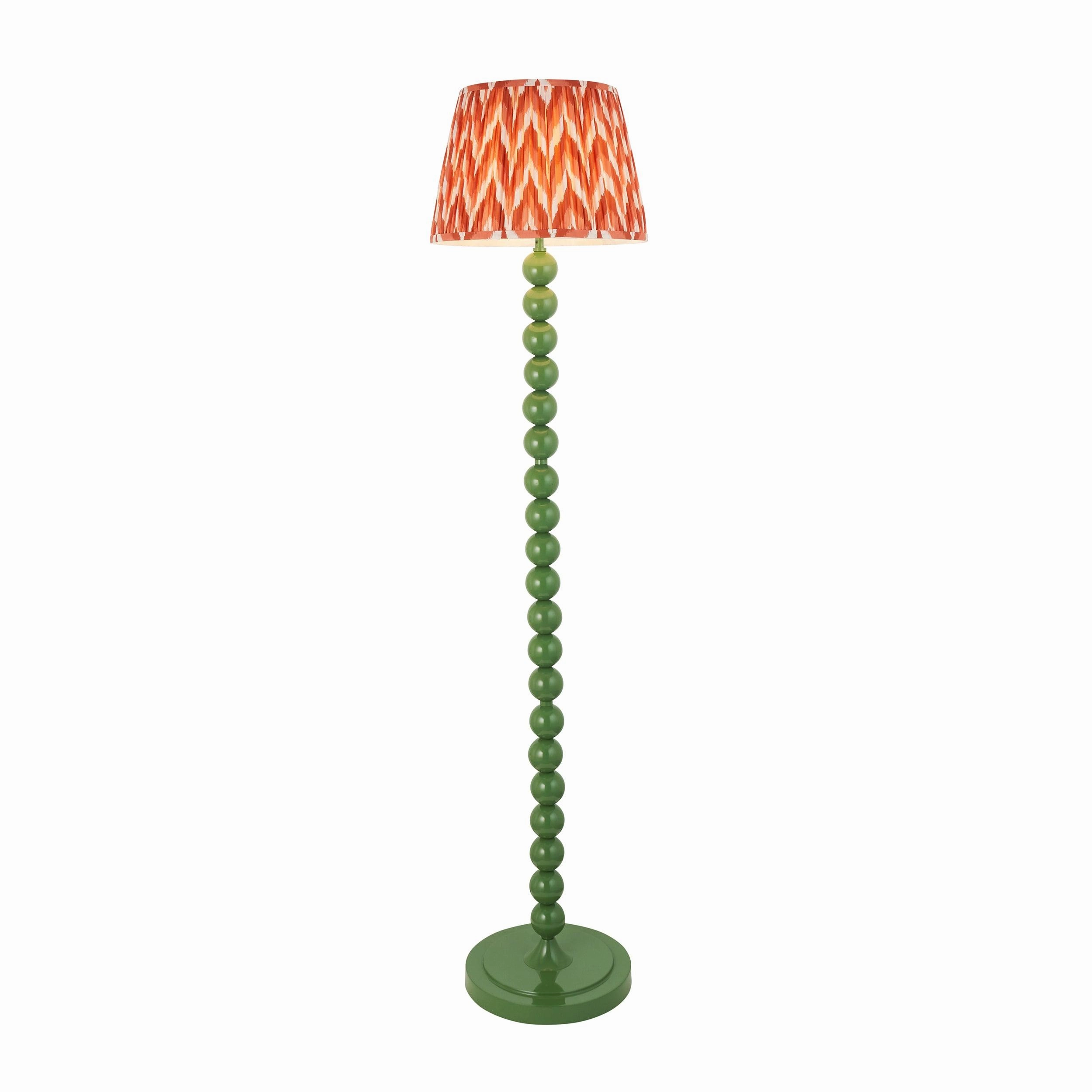 Higgledy Green Floor Lamp & Zigzag 35cm Apricot Orange Shade