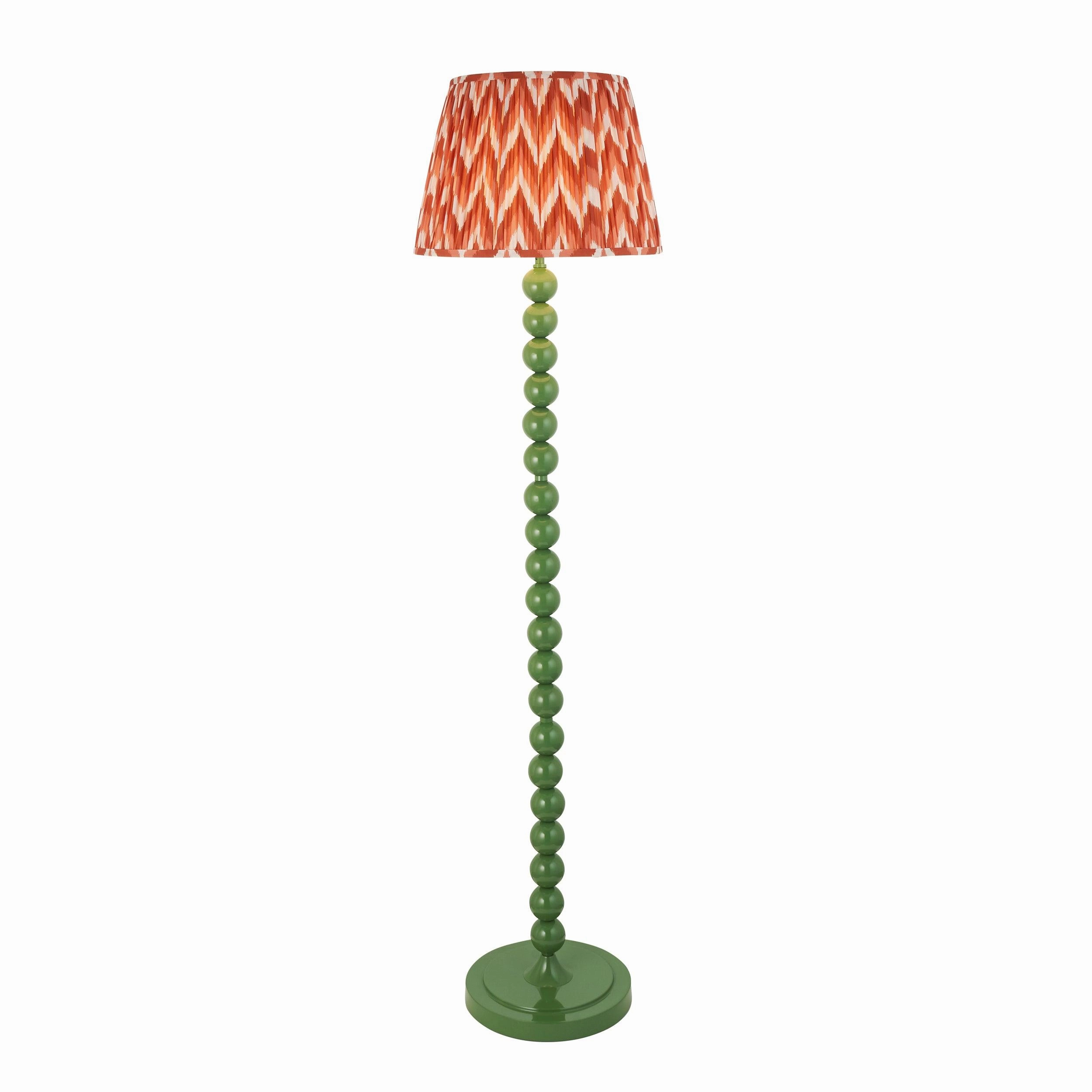 Higgledy Green Floor Lamp & Zigzag 40cm Apricot Orange Shade