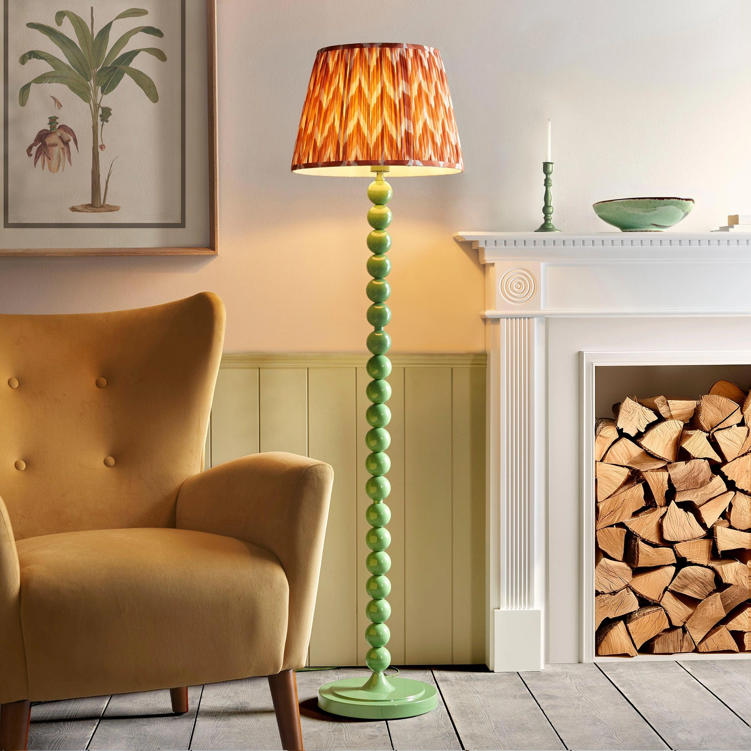 Higgledy Green Floor Lamp & Zigzag 40cm Apricot Orange Shade creative lampshade design
