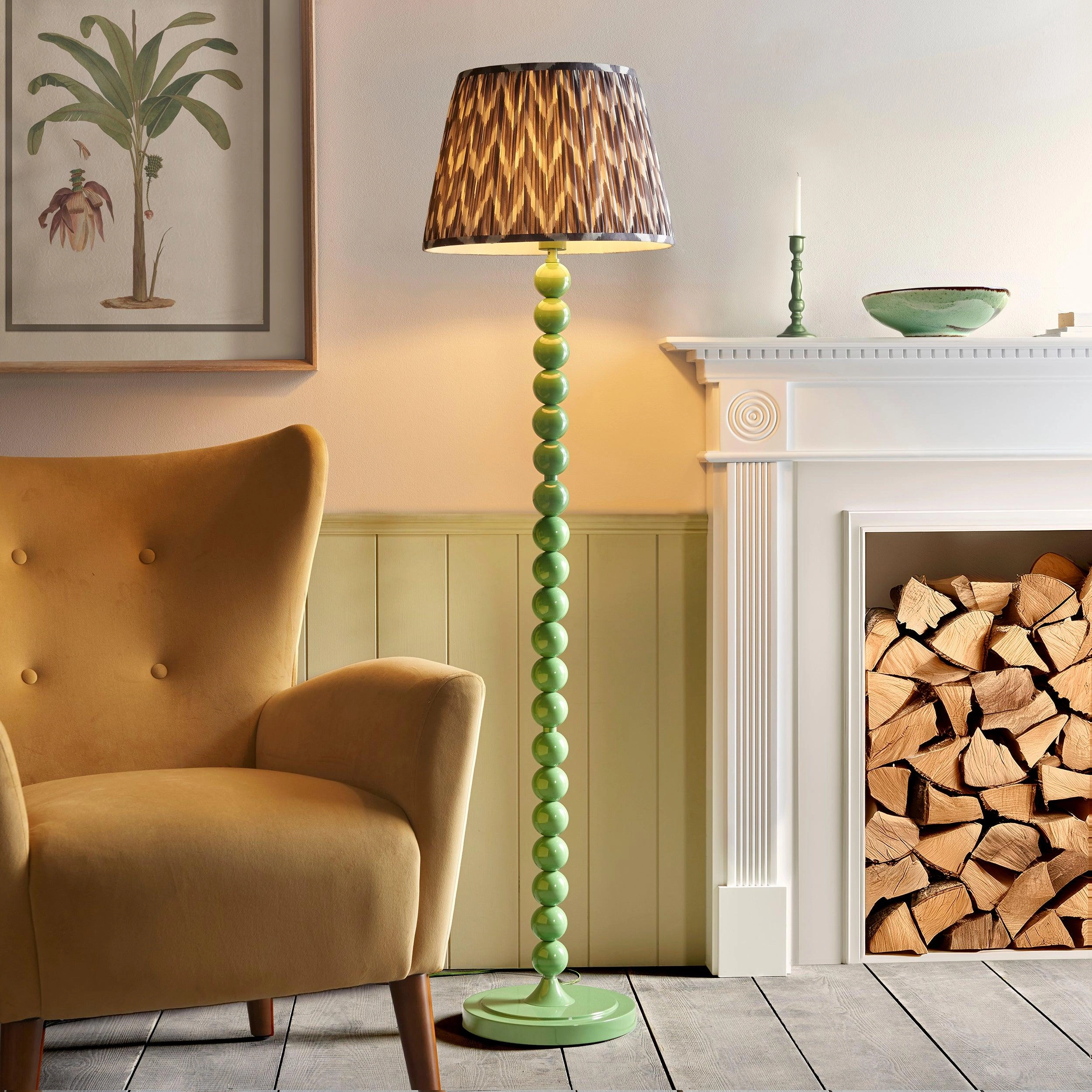 Higgledy Green Floor Lamp & Zigzag 40cm Pearl Grey Shade creative lampshade design