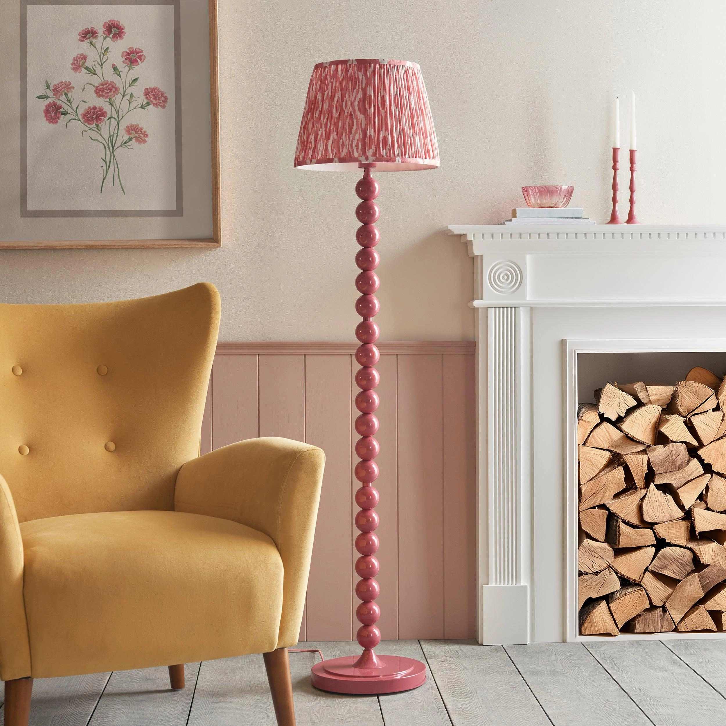 Higgledy Pink Floor Lamp & Ikat 35cm Coral Pink Shade