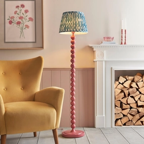 Higgledy Pink Floor Lamp & Ikat 35cm Marlin Blue Shade creative lampshade design