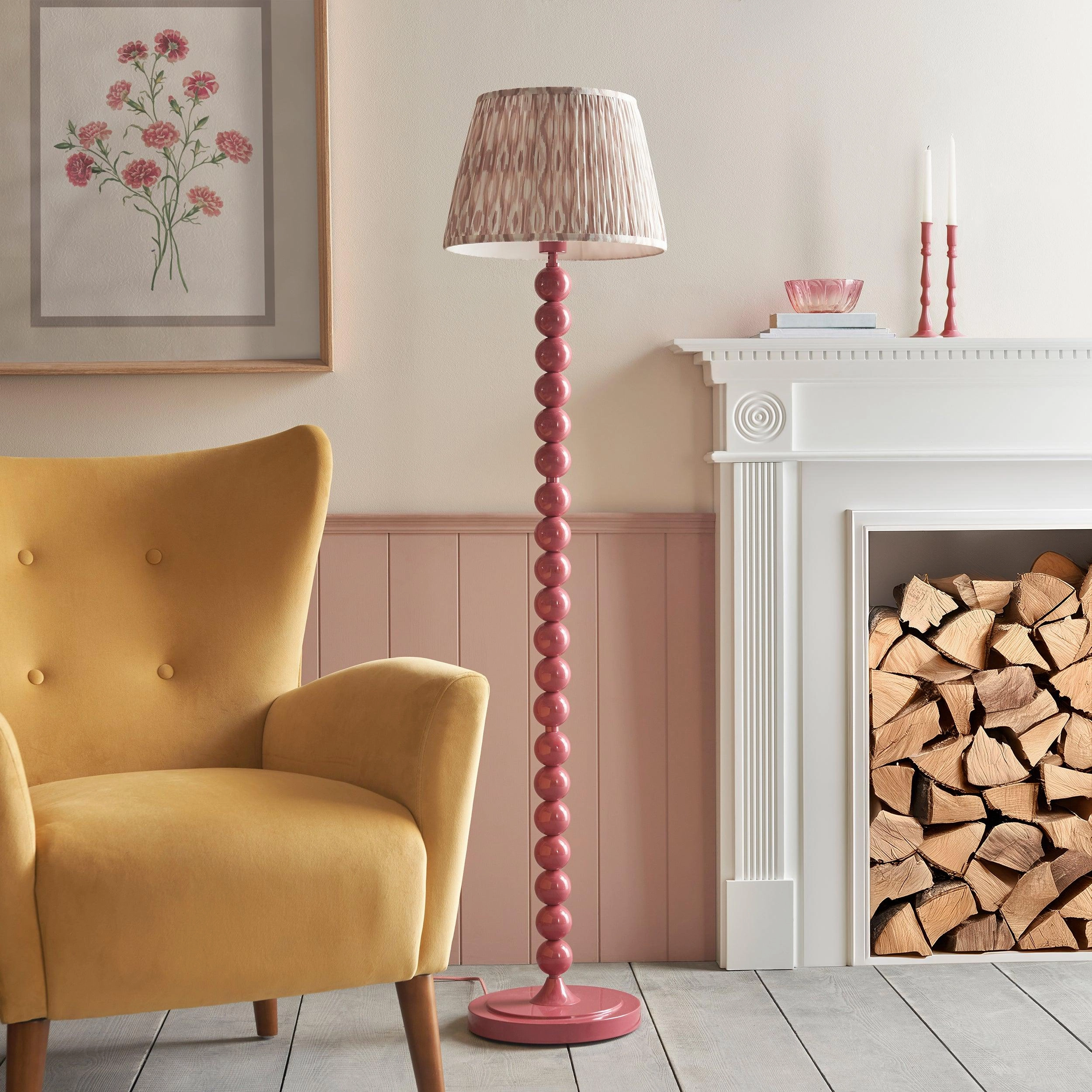 Higgledy Pink Floor Lamp & Ikat 35cm Neutral Shade