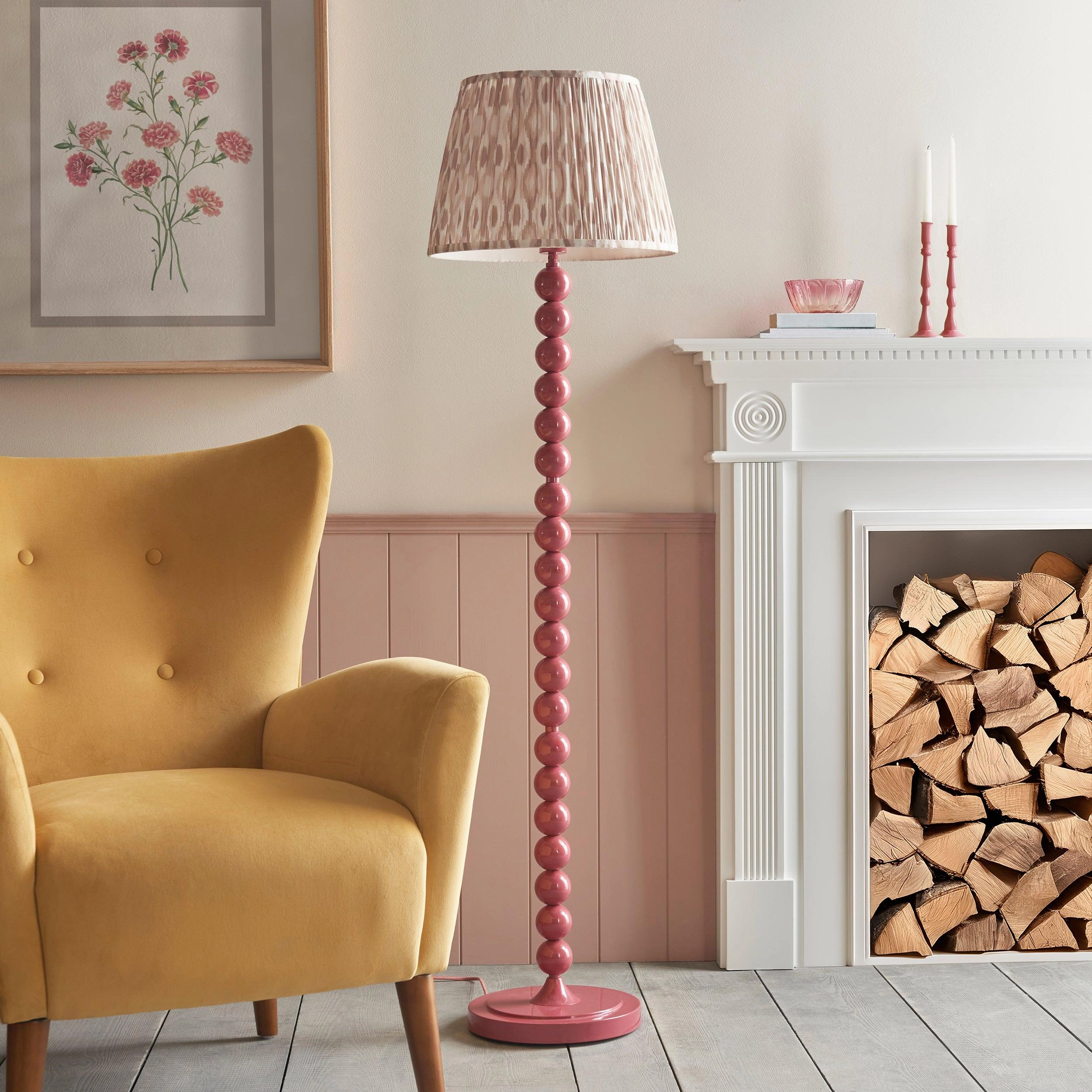 Higgledy Pink Floor Lamp & Ikat 40cm Neutral Shade
