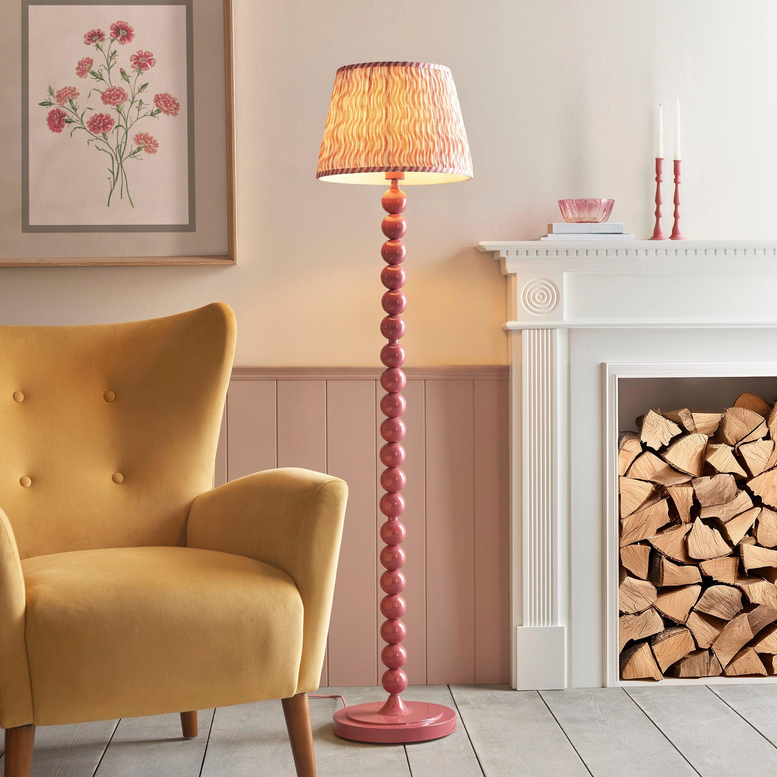 Higgledy Pink Floor Lamp & Ripple 35cm Coral Pink Shade creative lampshade design