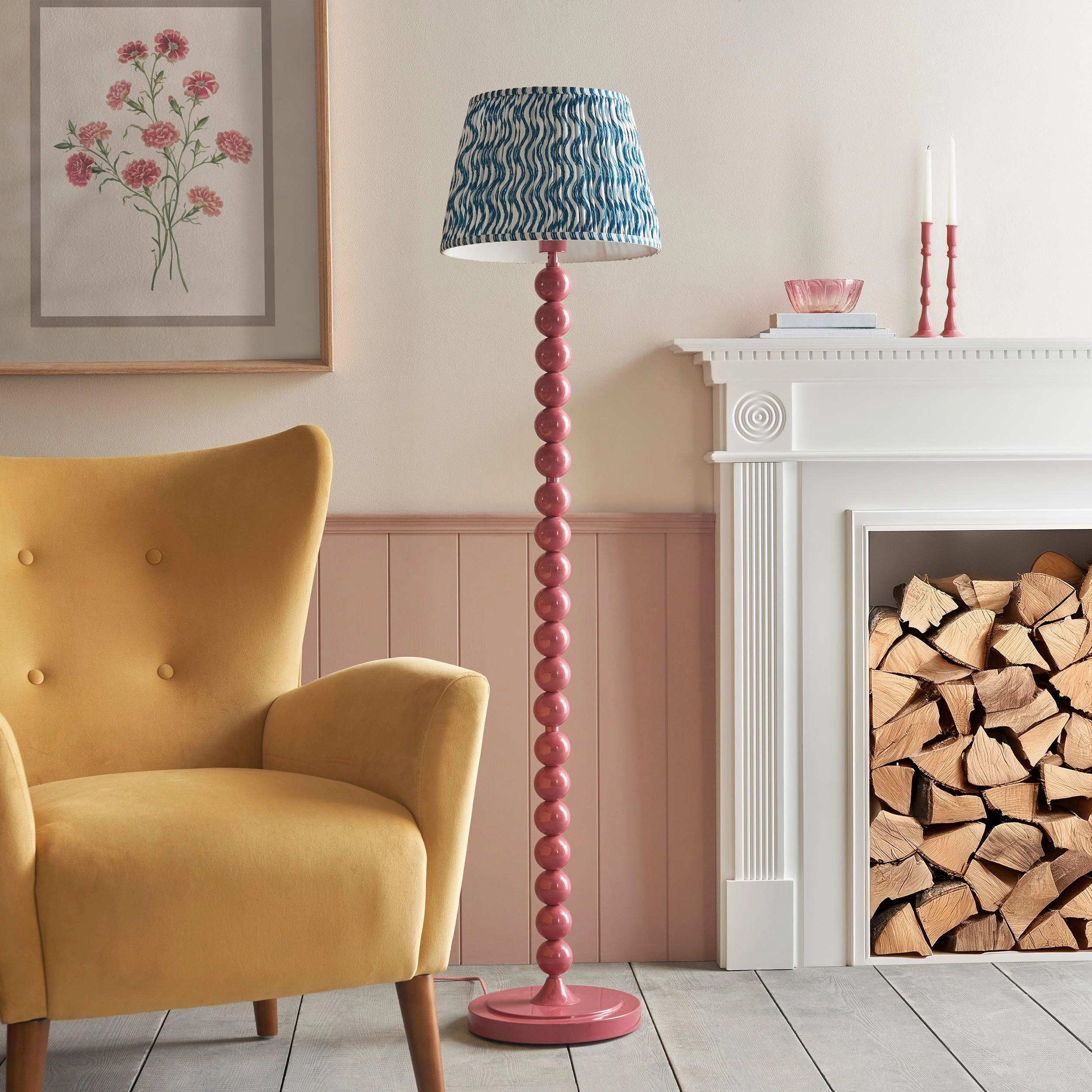 Higgledy Pink Floor Lamp & Ripple 35cm Marlin Blue Shade
