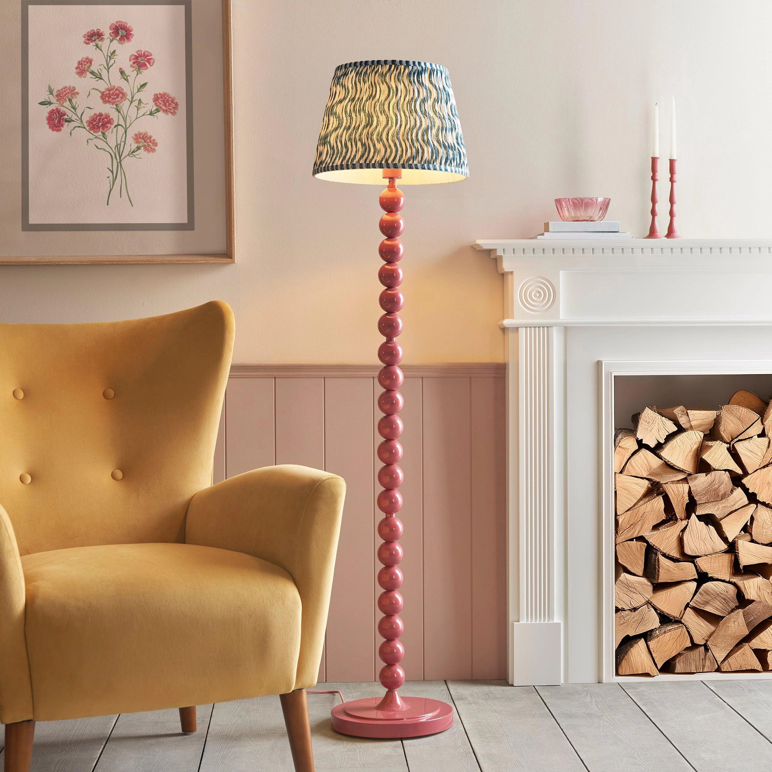 Higgledy Pink Floor Lamp & Ripple 35cm Marlin Blue Shade creative lampshade design