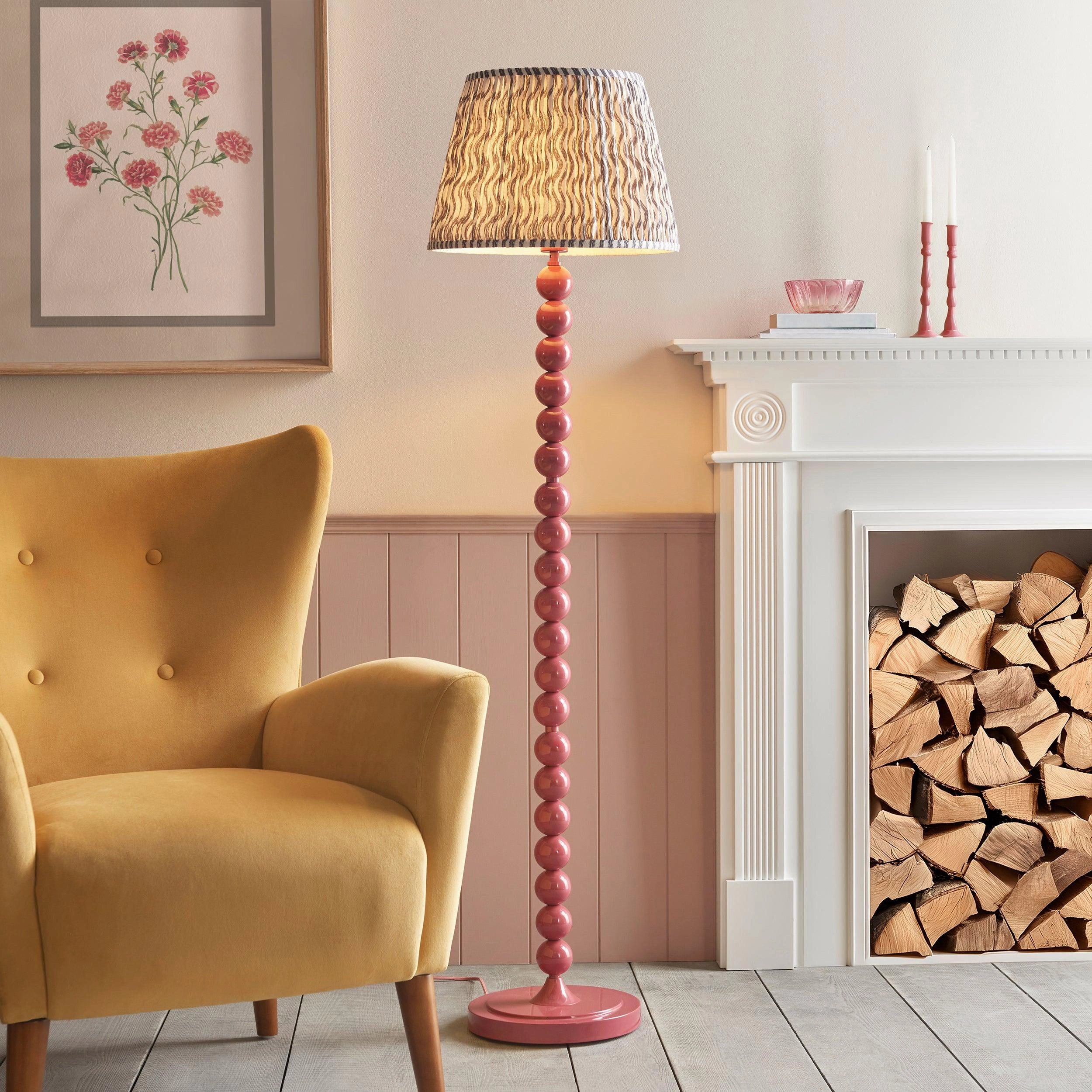 Higgledy Pink Floor Lamp & Ripple 40cm Pearl Grey Shade creative lampshade design