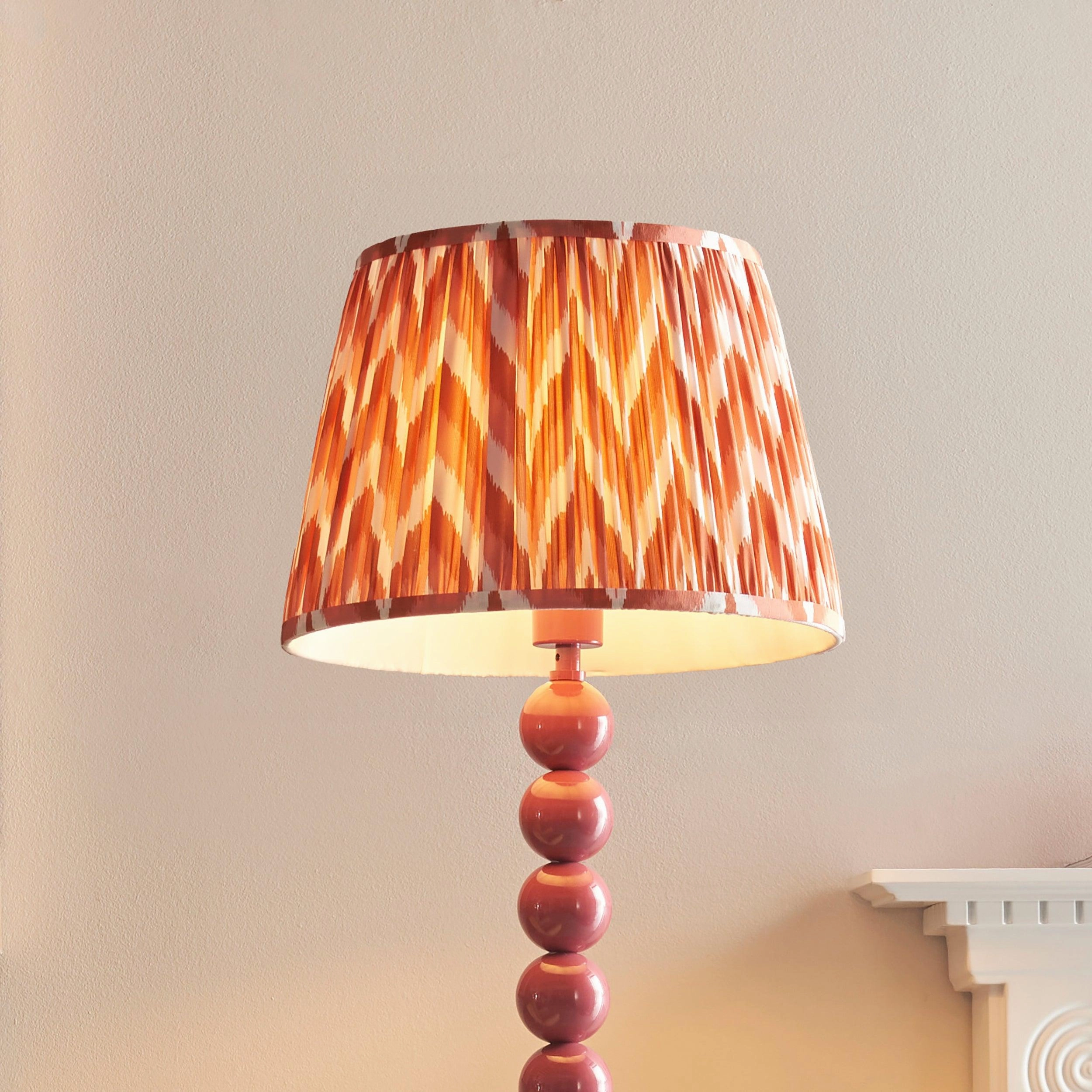 Higgledy Pink Floor Lamp & Zigzag 35cm Apricot Orange Shade