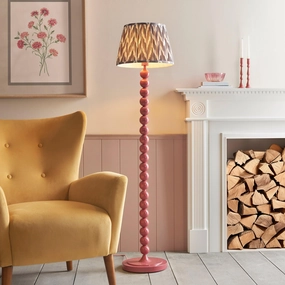 Higgledy Pink Floor Lamp & Zigzag 35cm Pearl Grey Shade creative lampshade design