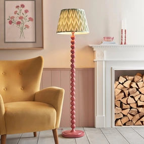 Higgledy Pink Floor Lamp & Zigzag 40cm Cotswold Green Shade creative lampshade design