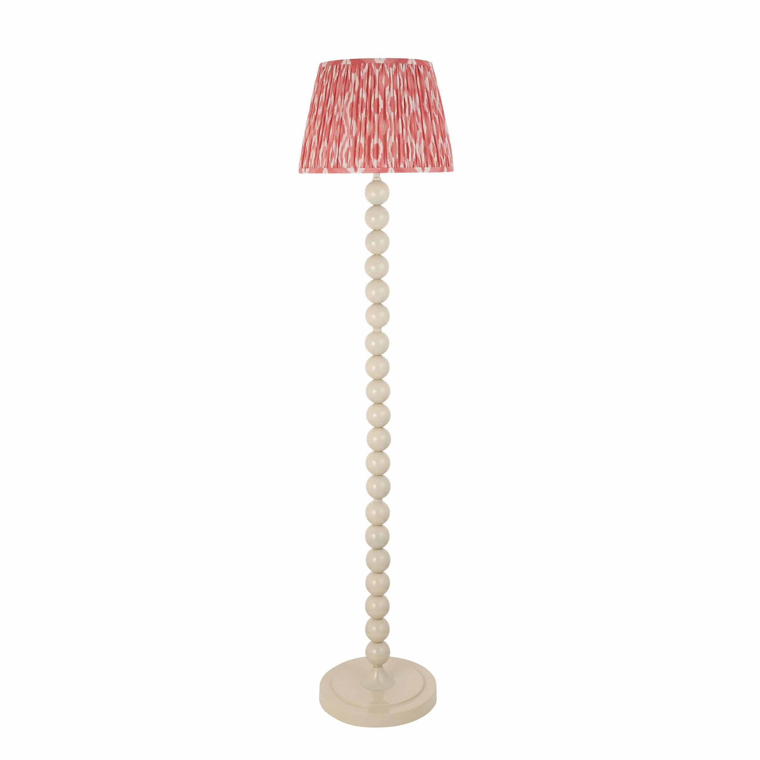 Higgledy White Floor Lamp & Ikat 35cm Coral Pink Shade
