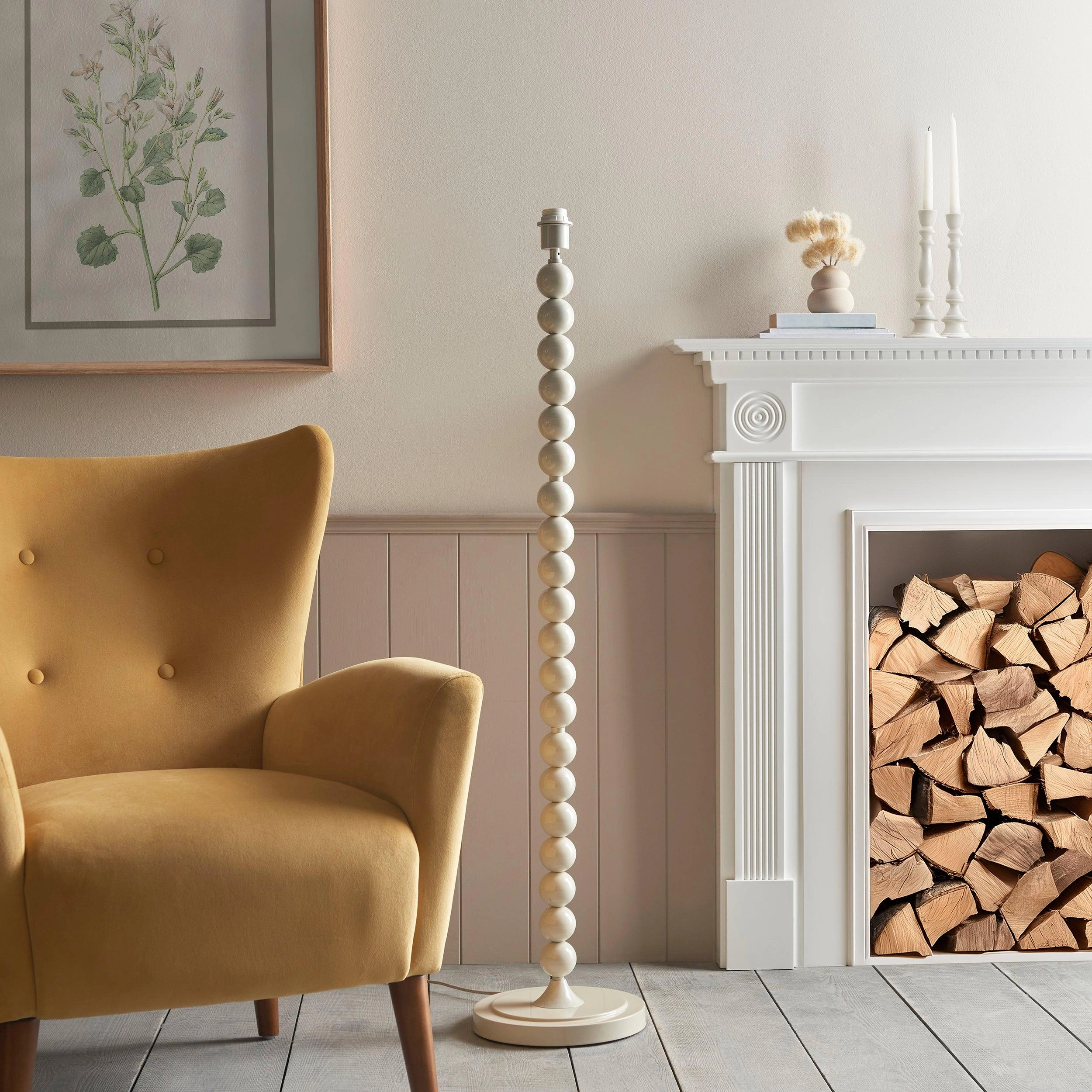 Higgledy White Floor Lamp & Zigzag 35cm Apricot Orange Shade