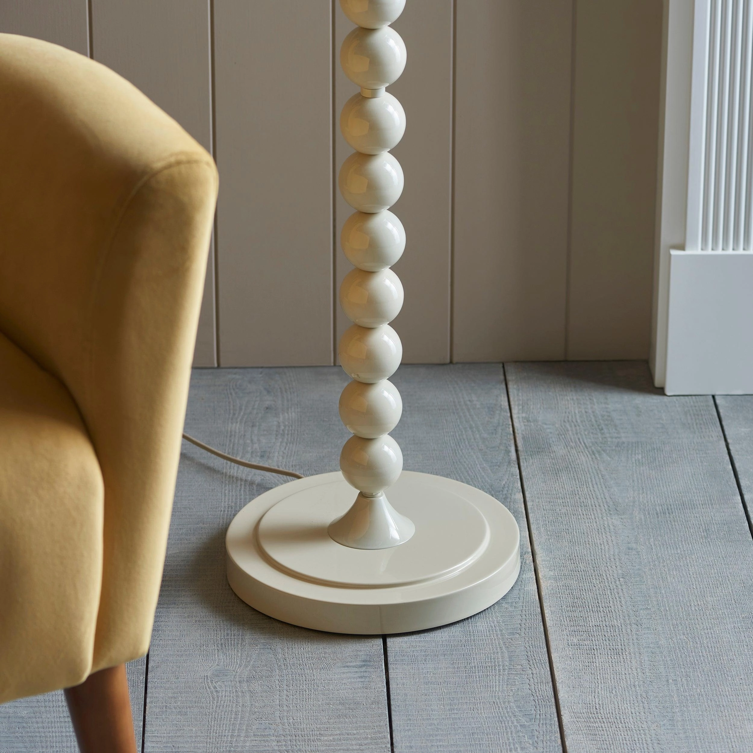 Higgledy White Floor Lamp & Zigzag 35cm Apricot Orange Shade