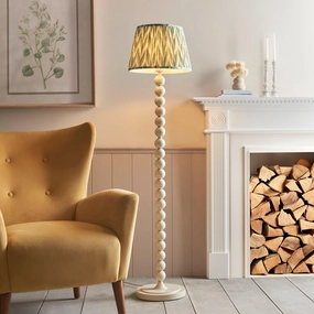 Higgledy White Floor Lamp & Zigzag 35cm Cotswold Green Shade creative lampshade design