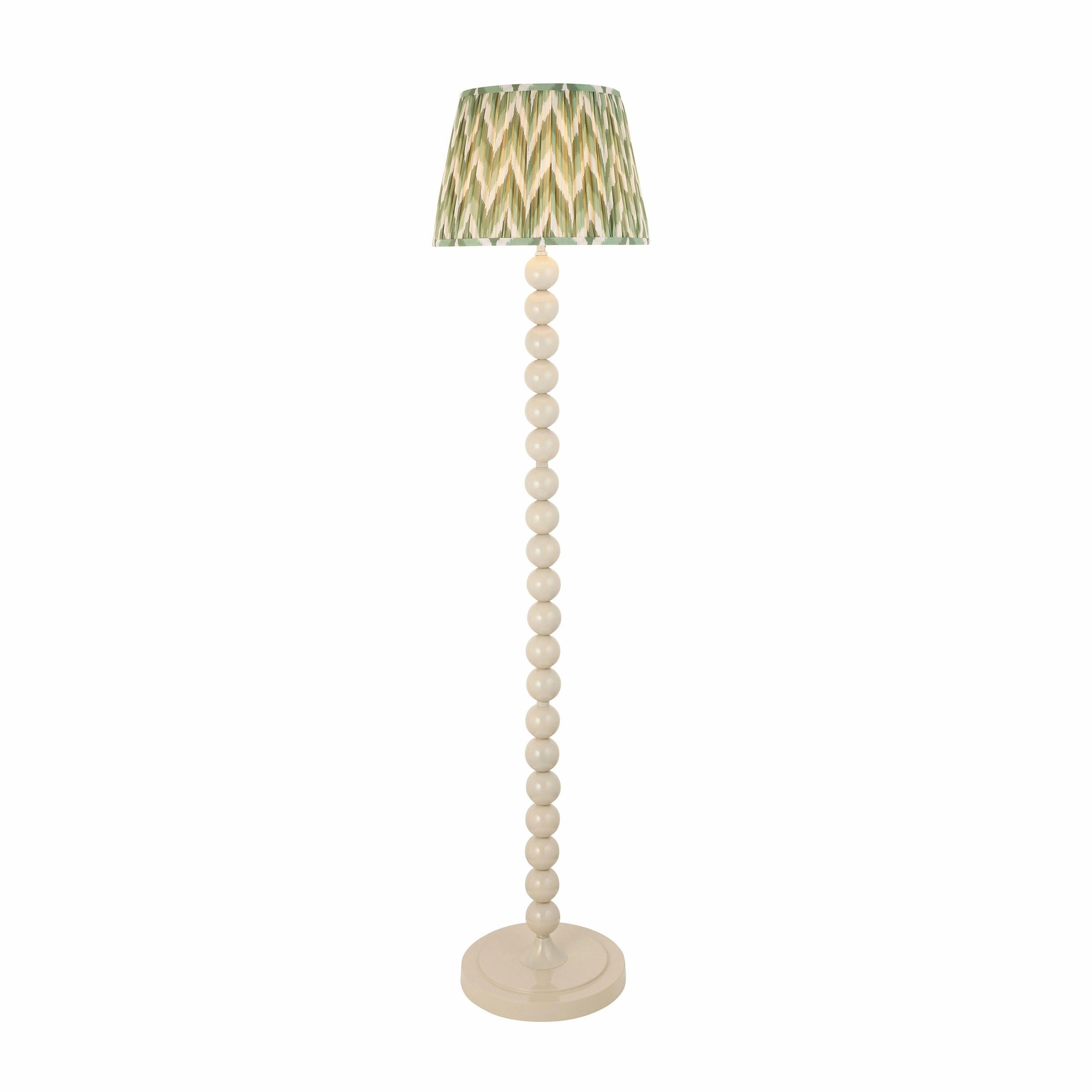 Higgledy White Floor Lamp & Zigzag 35cm Cotswold Green Shade