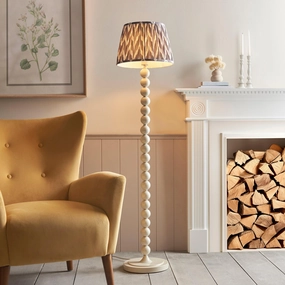 Higgledy White Floor Lamp & Zigzag 35cm Pearl Grey Shade creative lampshade design