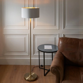 Highclere Antique Brass 1 Light Floor Lamp White Shade creative lampshade design