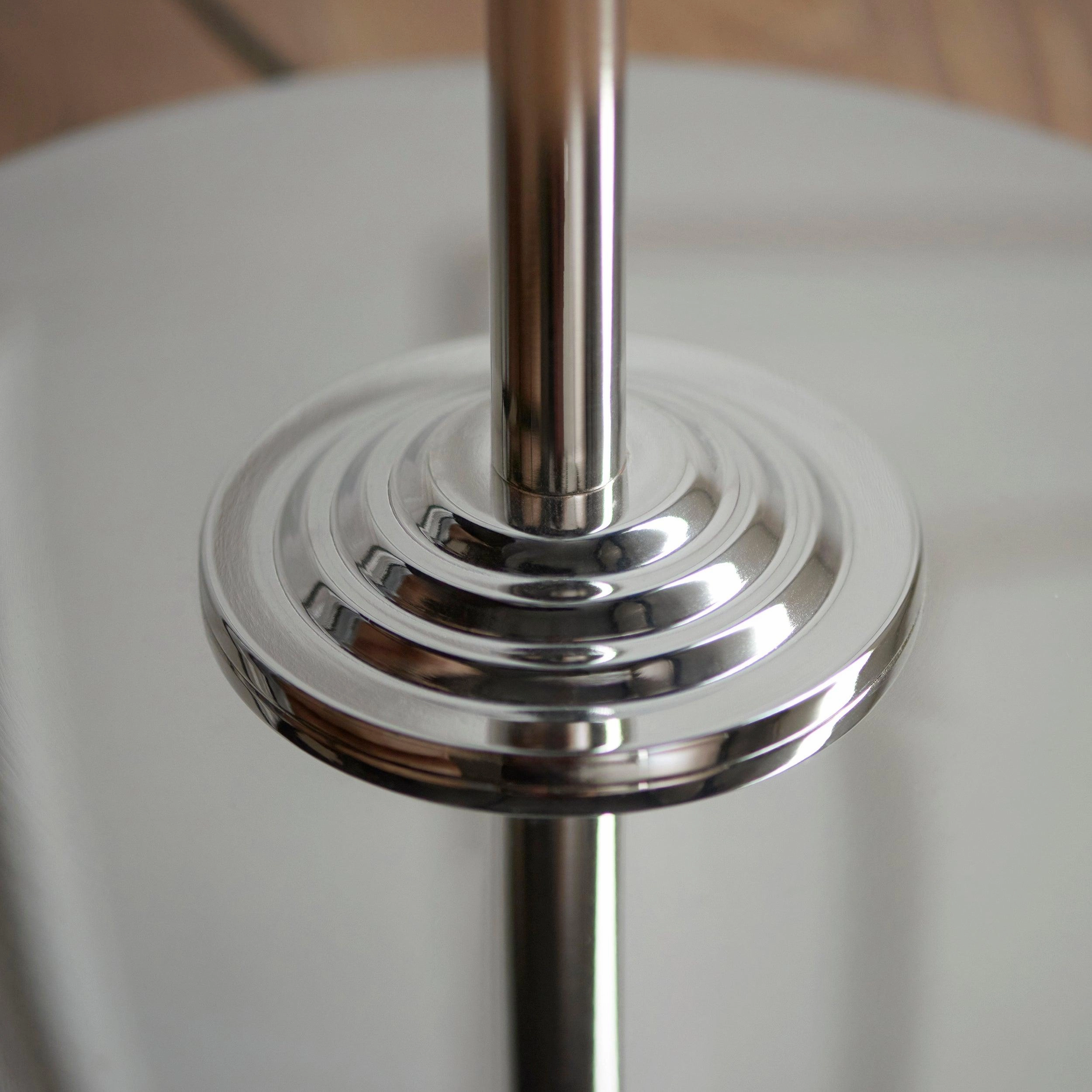 Highclere Brushed Chrome 1 Light Floor Lamp Natural Linen Shade
