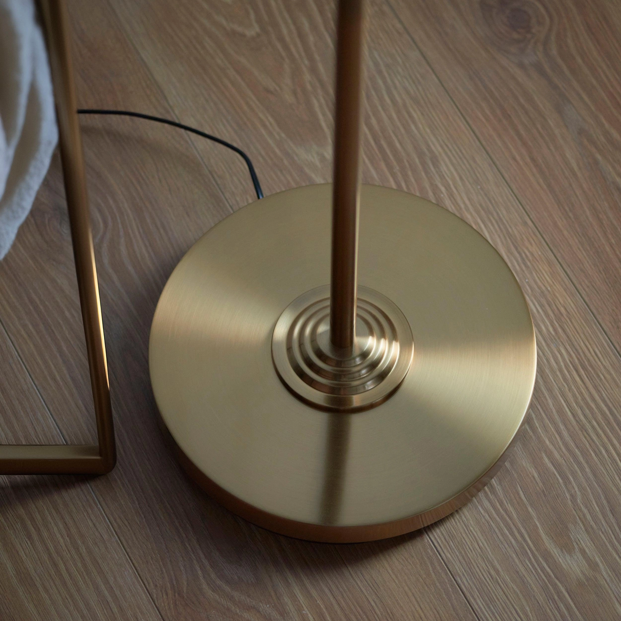 Highclere Vintage Brass 1 Light Floor Lamp Natural Shade