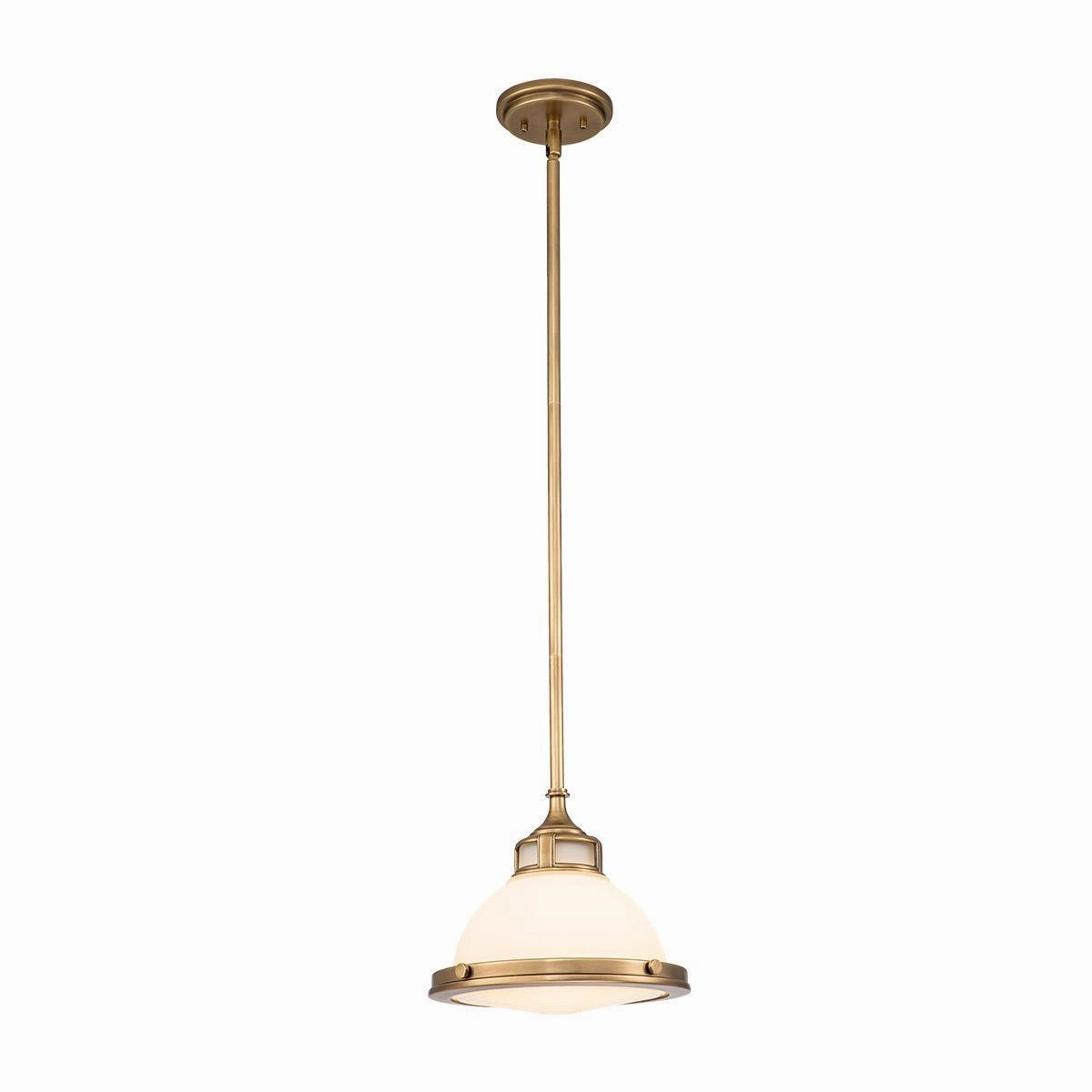 Hinkley Amelia 1 Light Brass Mini Pendant - Glass Shade white ceiling lamp