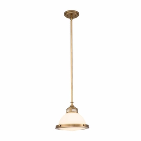 Hinkley Amelia 1 Light Brass Mini Pendant - Glass Shade white ceiling lamp