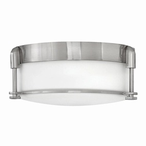 Hinkley Colbin Small Flush Brushed Nickel Bathroom Light ambient ceiling fixture