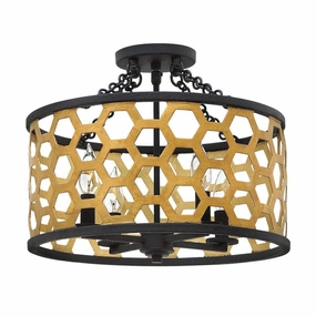 Hinkley Felix 4 Light Semi-Flush Gold Ceiling Light ambient ceiling fixture