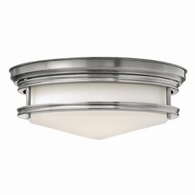 Hinkley Hadley Nickel Art Deco Flush Ceiling Light white ceiling lamp