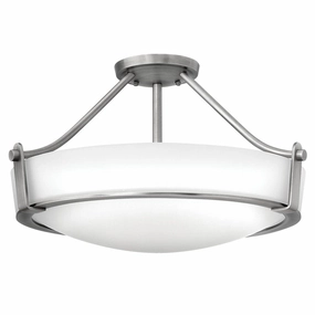 Hinkley Hathaway 3 Light Medium Semi-flush Nickel Ceiling Light soft glow ceiling light
