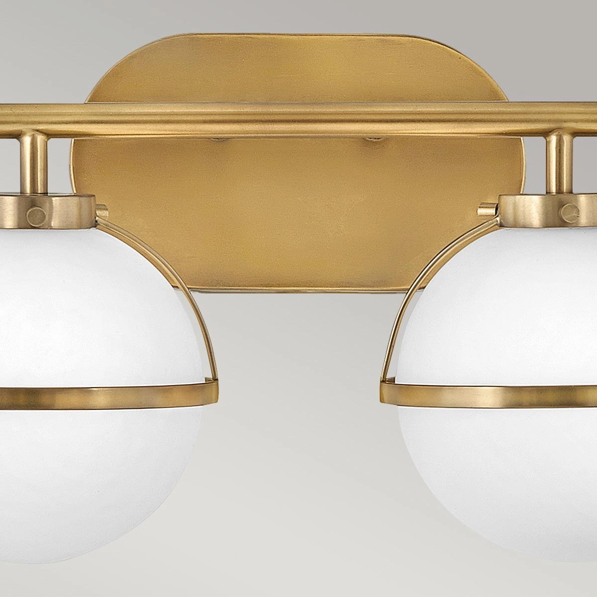 Hinkley Hollis 2 Brass Opal Glass Bathroom Wall Light