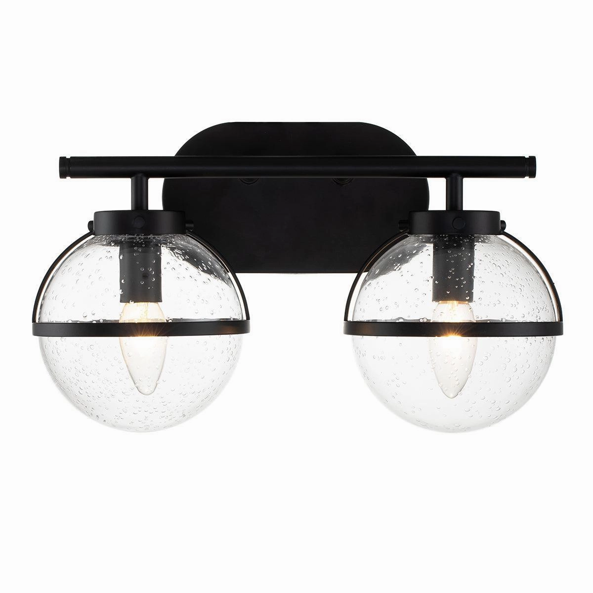 Hinkley Hollis 2 Light Black Seeded Glass Bathroom Wall Light vintage desk lamp
