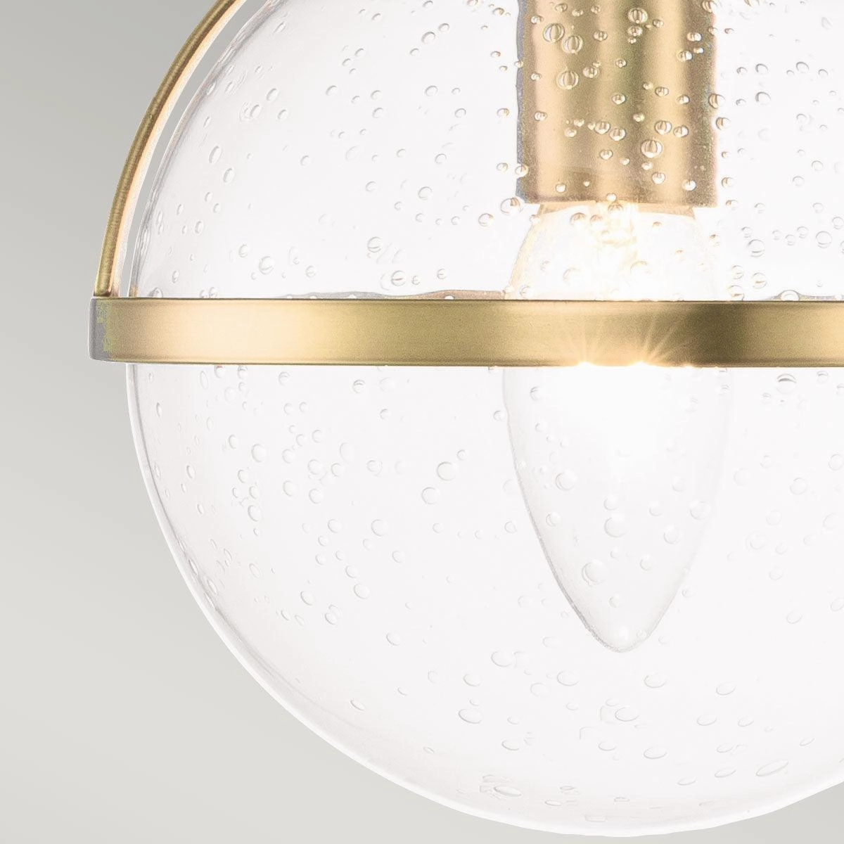 Hinkley Hollis 3 Light Brass Seeded Glass Bathroom Wall Light