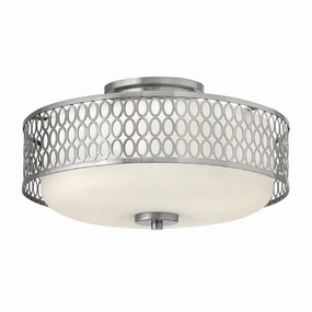 Hinkley Jules 3 Light Nickel Ceiling Flush Mount white ceiling lamp