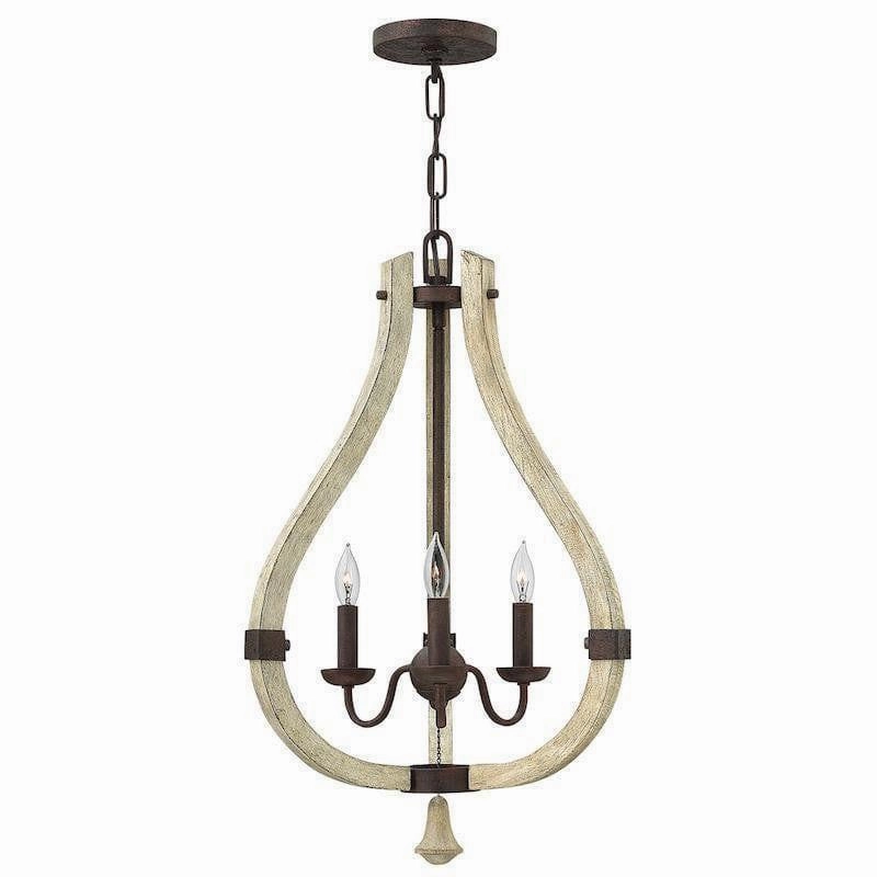 Hinkley Middlefield 3 Light Distressed Wood Chandelier ambient ceiling fixture