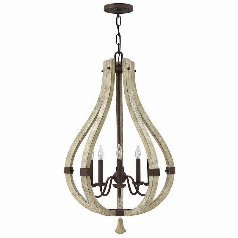 Hinkley Middlefield 5 Light Distressed Wood Chandelier white ceiling lamp