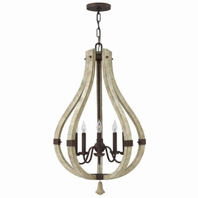 Hinkley Middlefield 5 Light Distressed Wood Chandelier white ceiling lamp