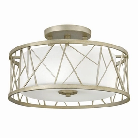 Hinkley Nest Silver Leaf & Crystal Semi-Flush Ceiling Light soft glow ceiling light