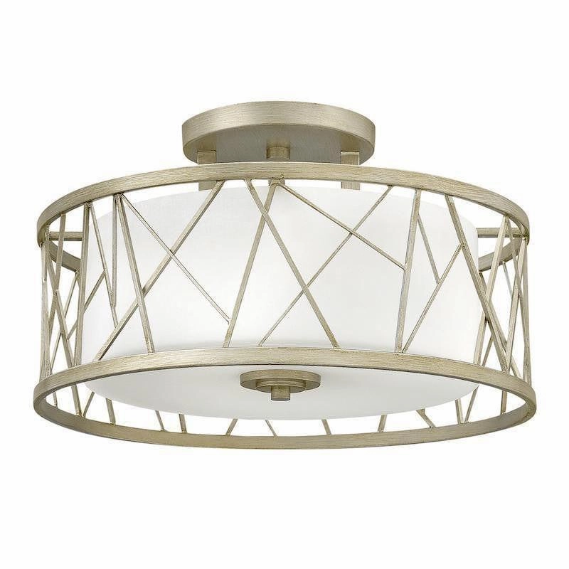 Hinkley Nest Silver Leaf & Crystal Semi-Flush Ceiling Light soft glow ceiling light