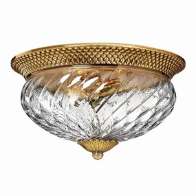 Hinkley Plantation 3 Light Brass Flush Mount white ceiling lamp