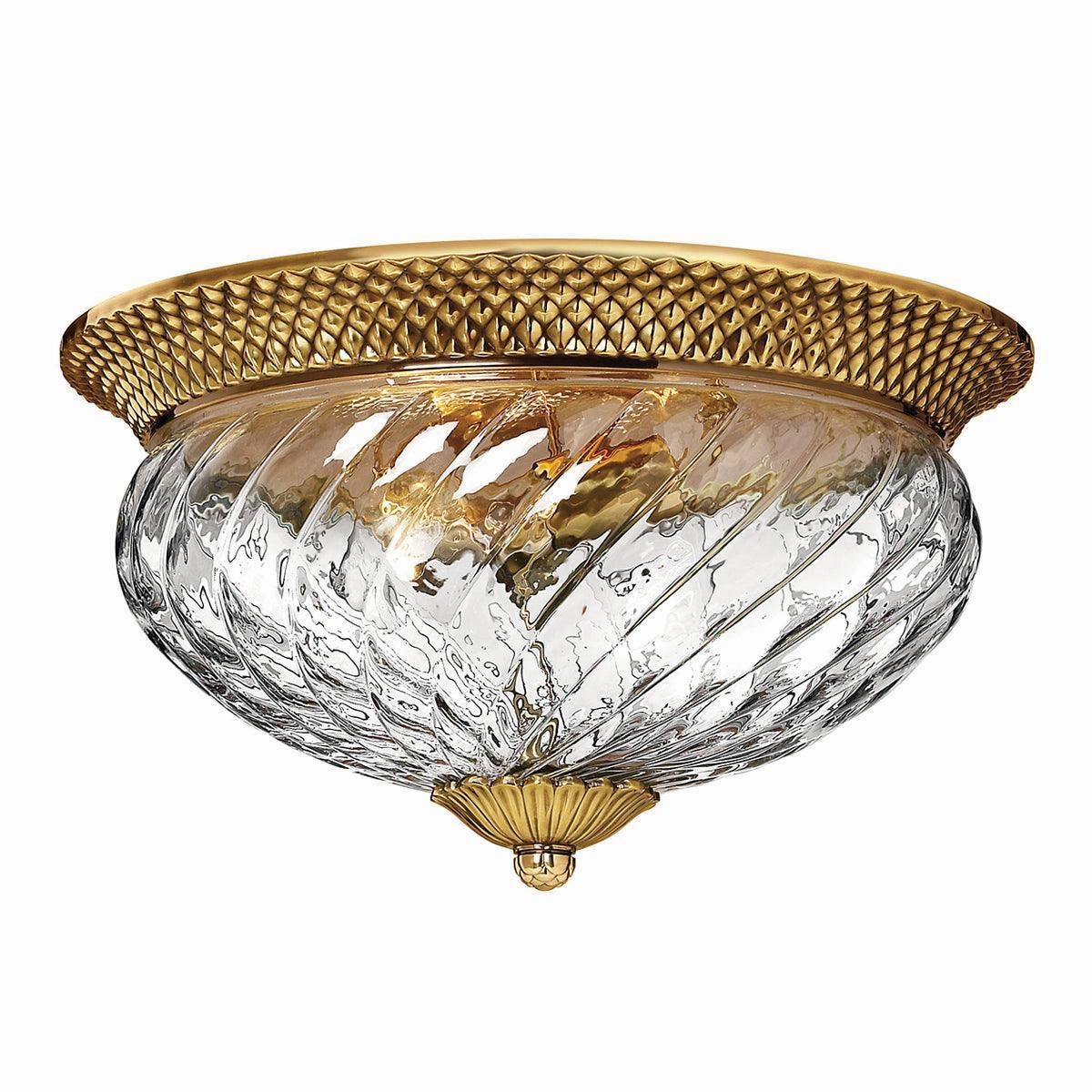 Hinkley Plantation 3 Light Brass Flush Mount white ceiling lamp