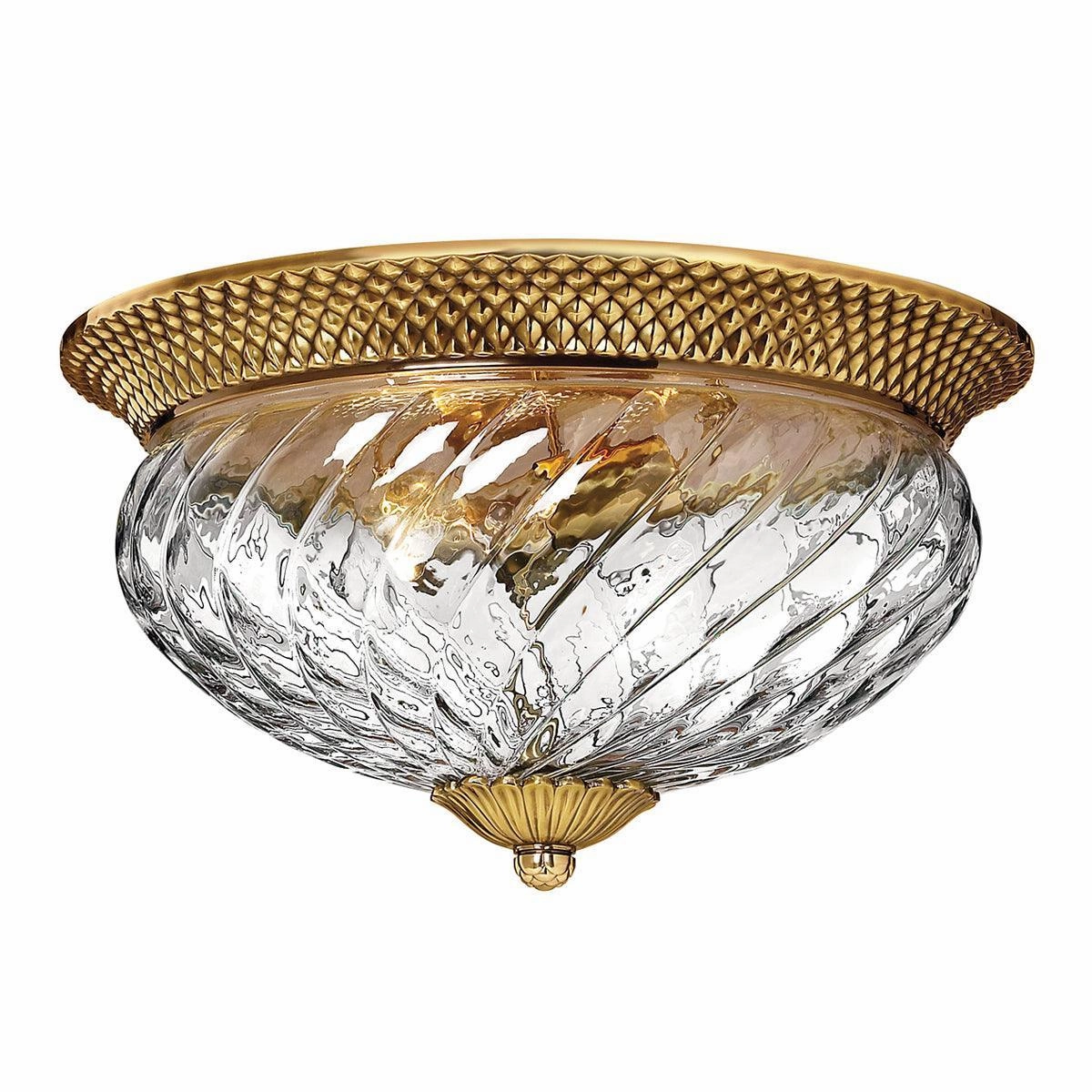 Hinkley Plantation 3 Light Brass Flush Mount ambient ceiling fixture