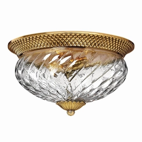 Hinkley Plantation 3 Light Brass Flush Mount ambient ceiling fixture