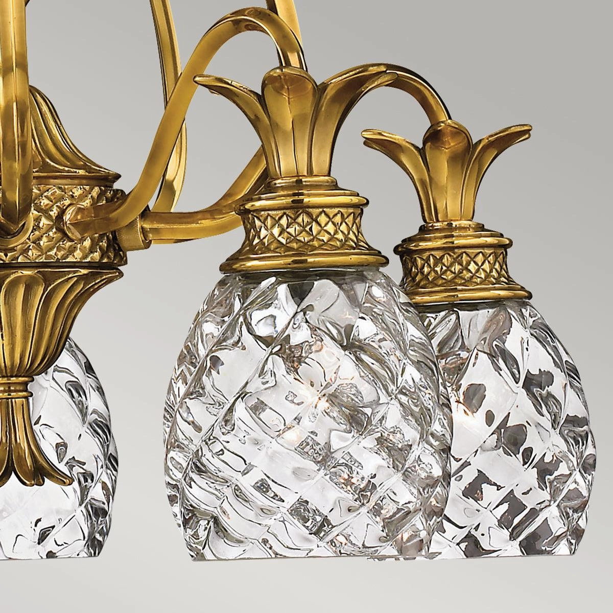Hinkley Plantation 5 Light Brass Chandelier - Pineapple Shades
