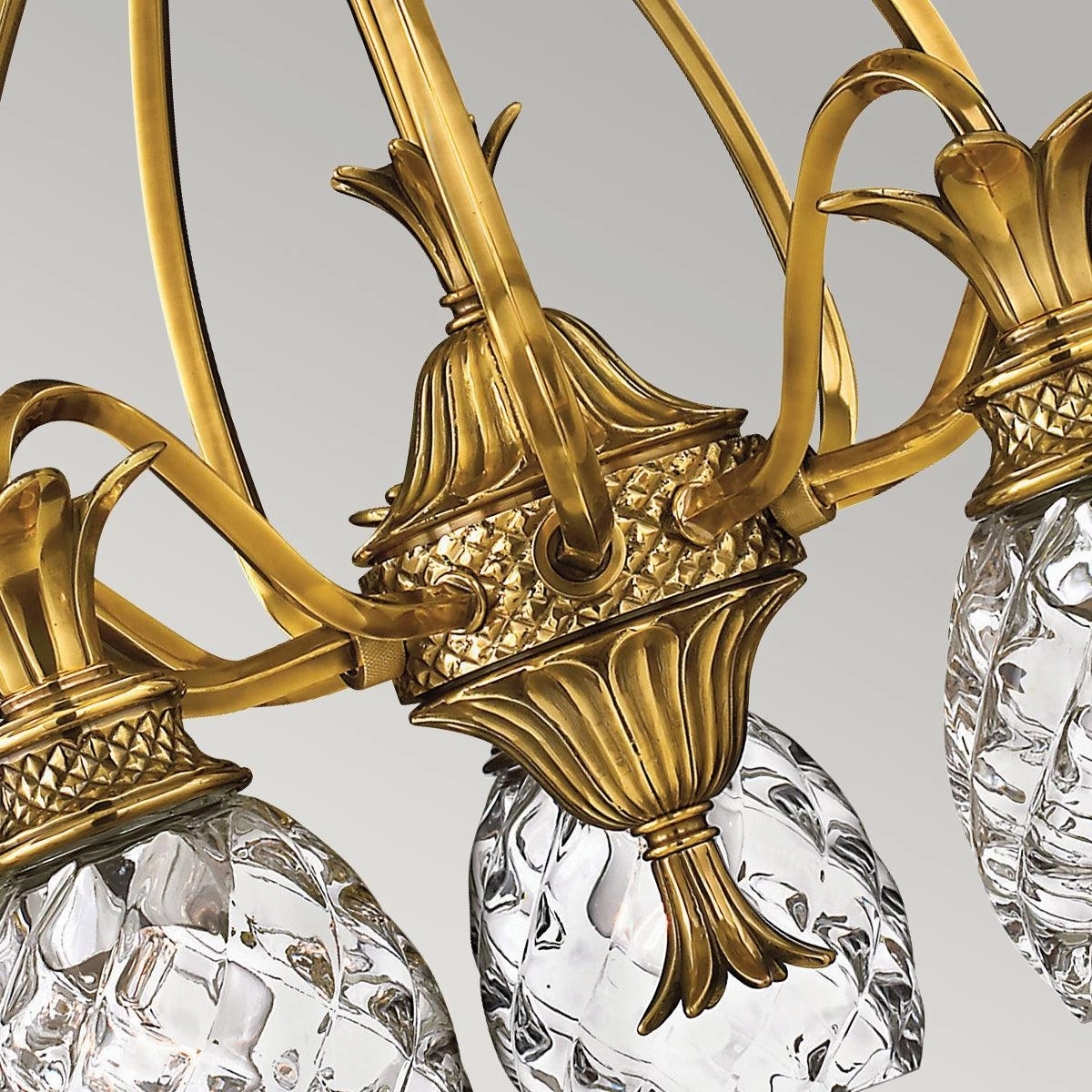 Hinkley Plantation 5 Light Brass Chandelier - Pineapple Shades
