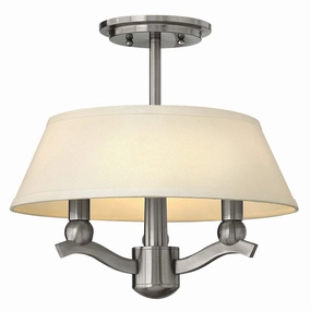 Hinkley Whitney 3 Light Duo-Mount Nickel Pendant Semi-Flush Light ambient ceiling fixture